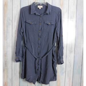 I Madeline Dress Large Dark Gray Button Down Long Sleeve